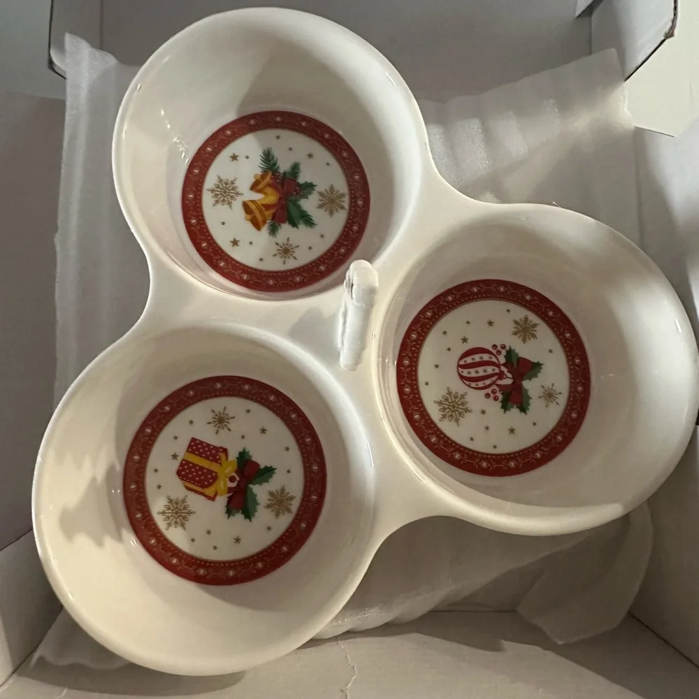New Easy life Christmas appetiser set in porcelain on bamboo tray